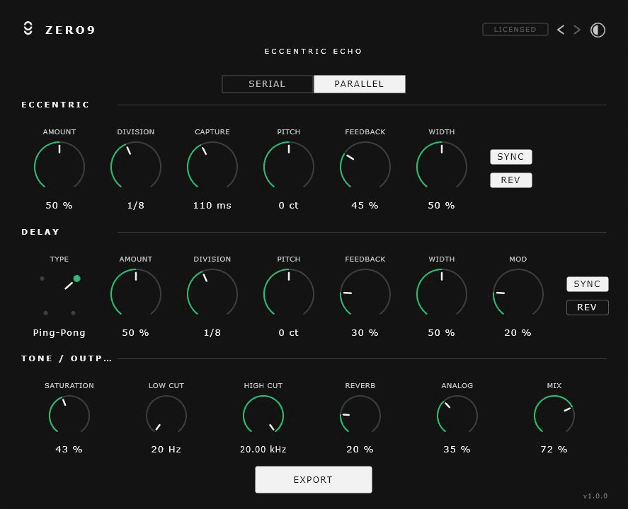 Eccentric Echo plugin interface