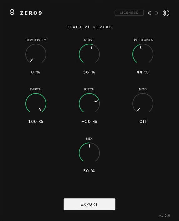 Reactive Reverb plugin interface