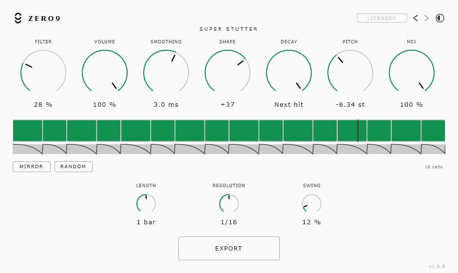 Super Stutter plugin interface