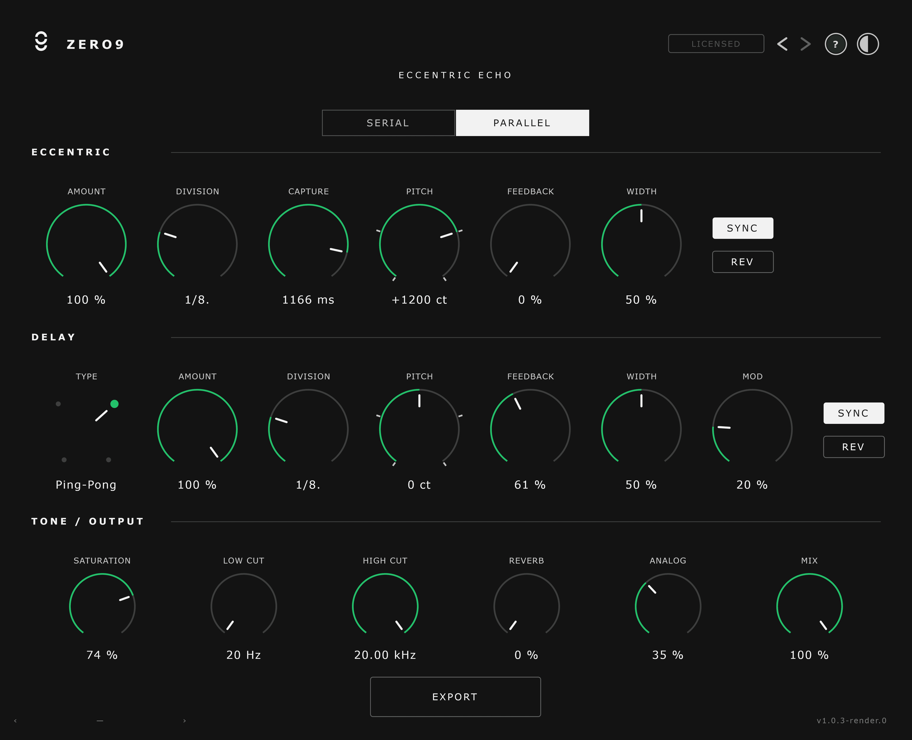 Eccentric Echo plugin interface