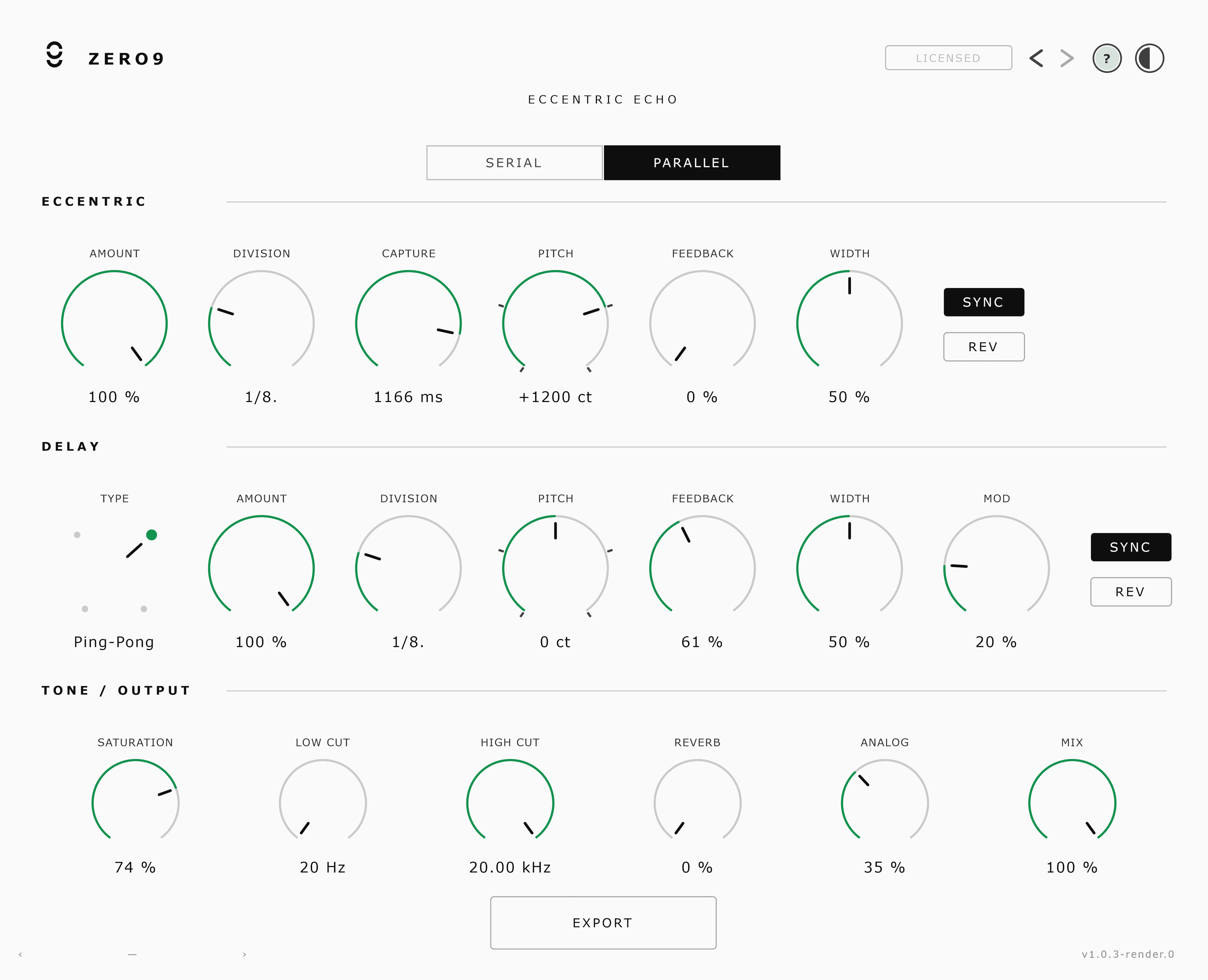 Eccentric Echo plugin interface