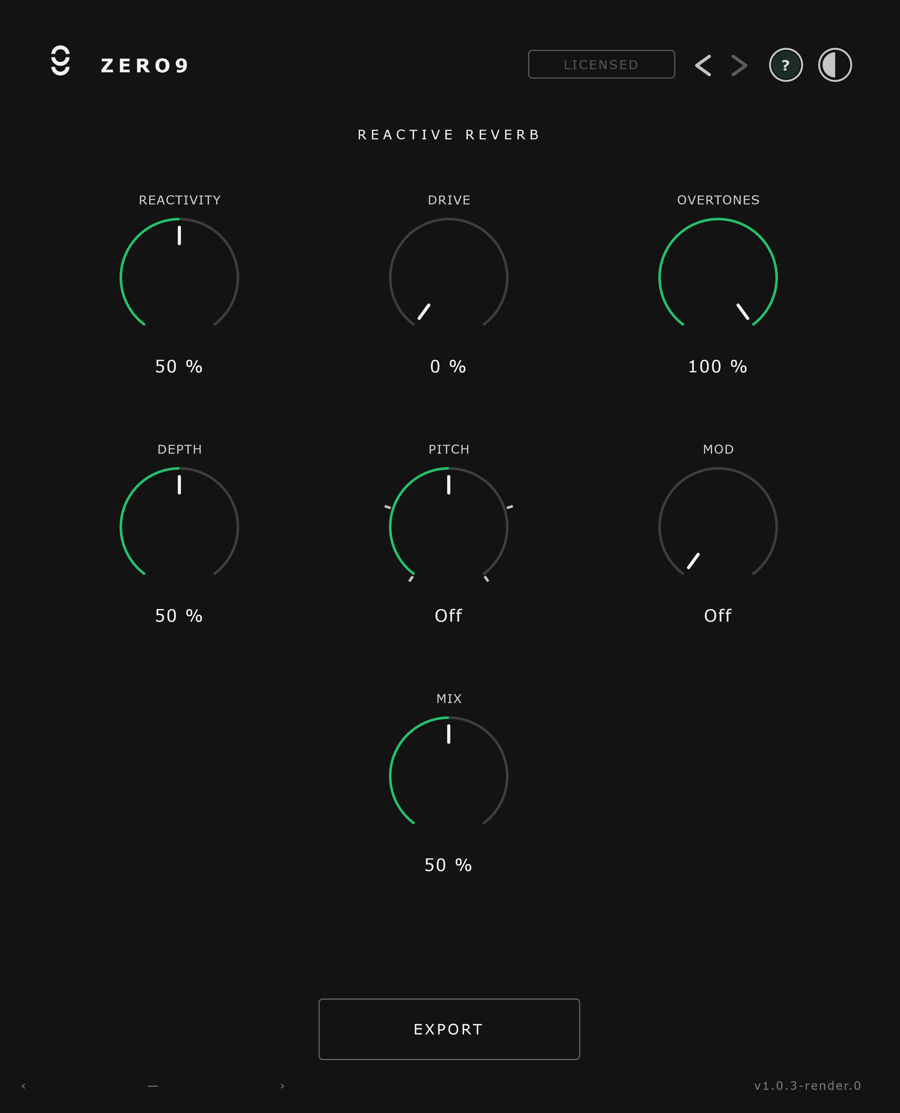 Reactive Reverb plugin interface